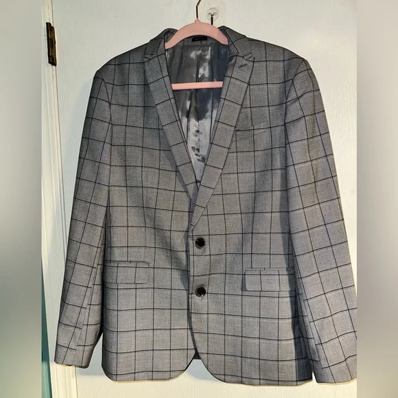jf j.ferrar Charcoal Windowpane Blazer - Picture 1 of 6